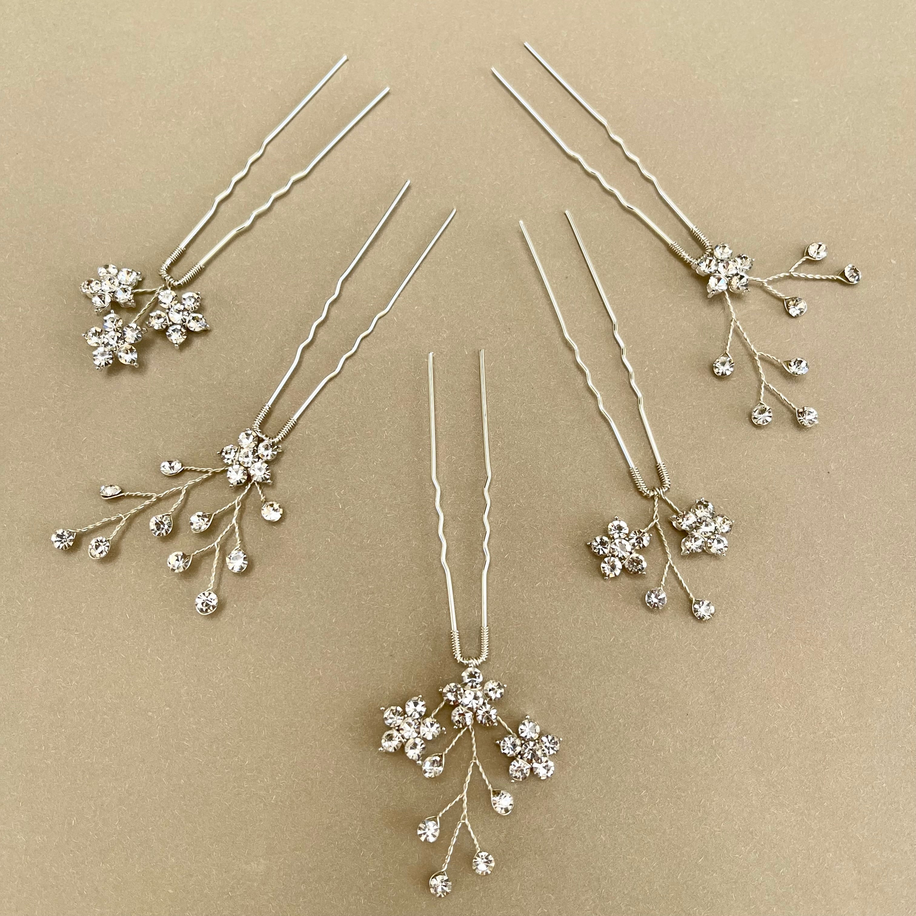 Crystal Fleur Hair Pins