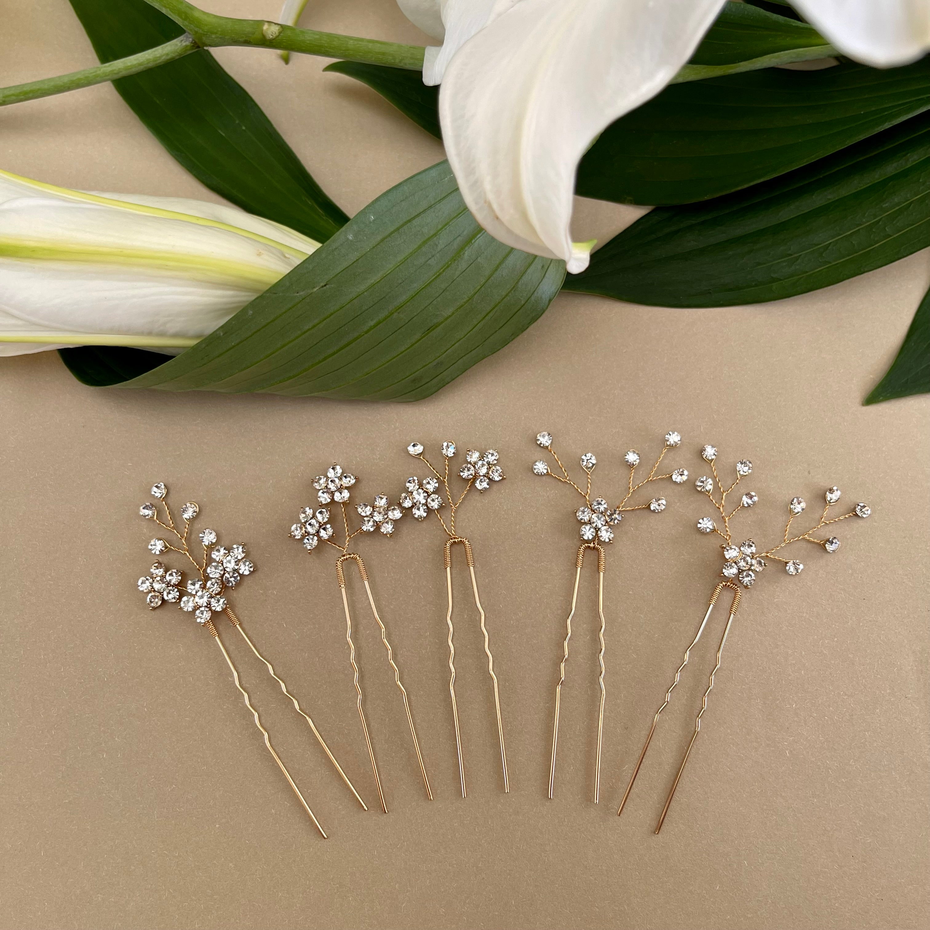 Crystal Fleur Hair Pins